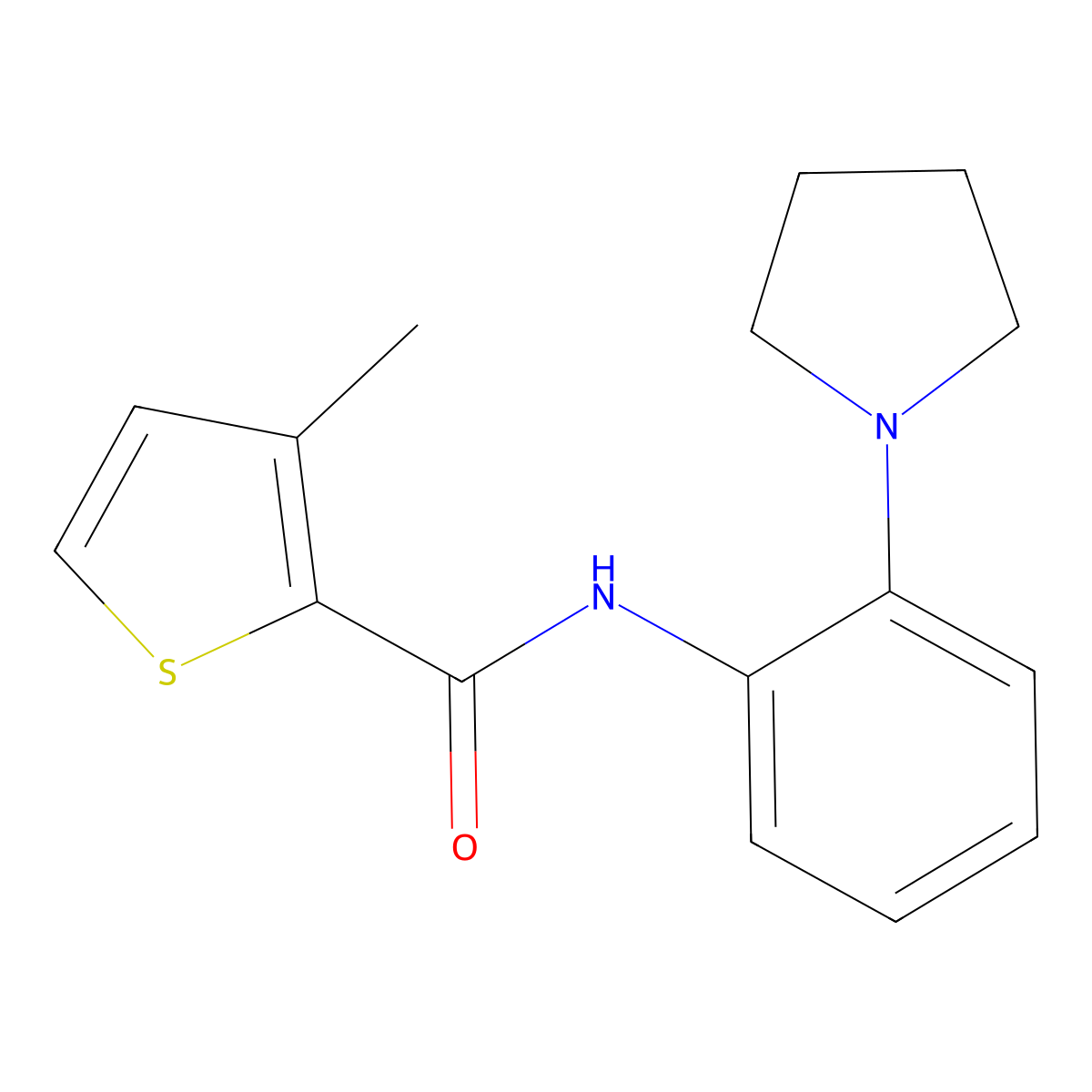 3-methyl-N-[2-(pyrrolidin-1-yl)phenyl]thiophene-2-carboxamide molecular structure, CAS 1090385-39-9