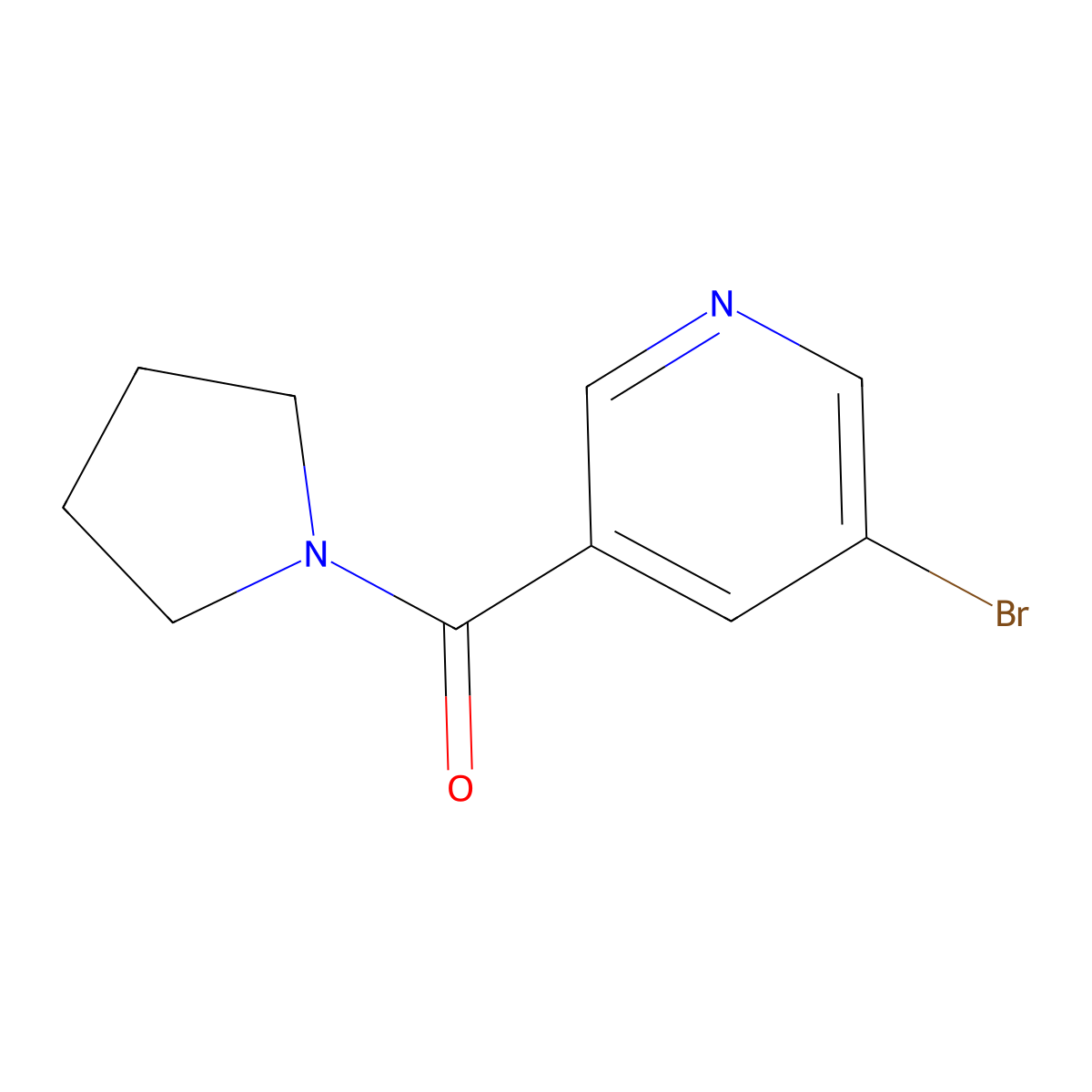(5-Bromopyridin-3-yl)(pyrrolidin-1-yl)methanone molecular structure, CAS 1090388-79-6