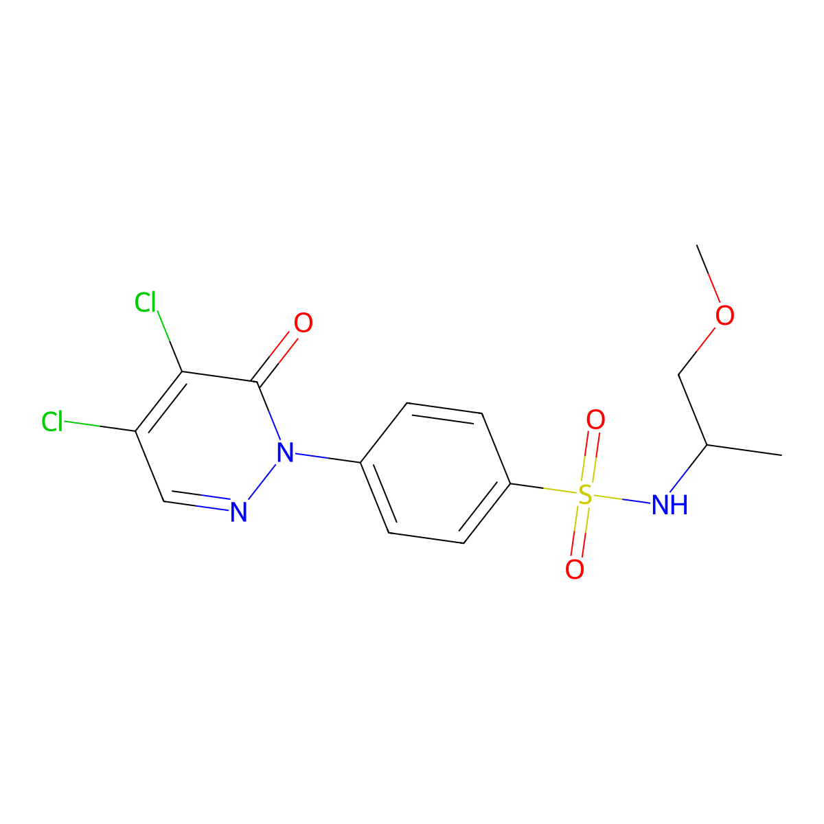 4-(4,5-dichloro-6-oxo-1,6-dihydropyridazin-1-yl)-N-(1-methoxypropan-2-yl)benzene-1-sulfonamide molecular structure, CAS 1090393-42-2
