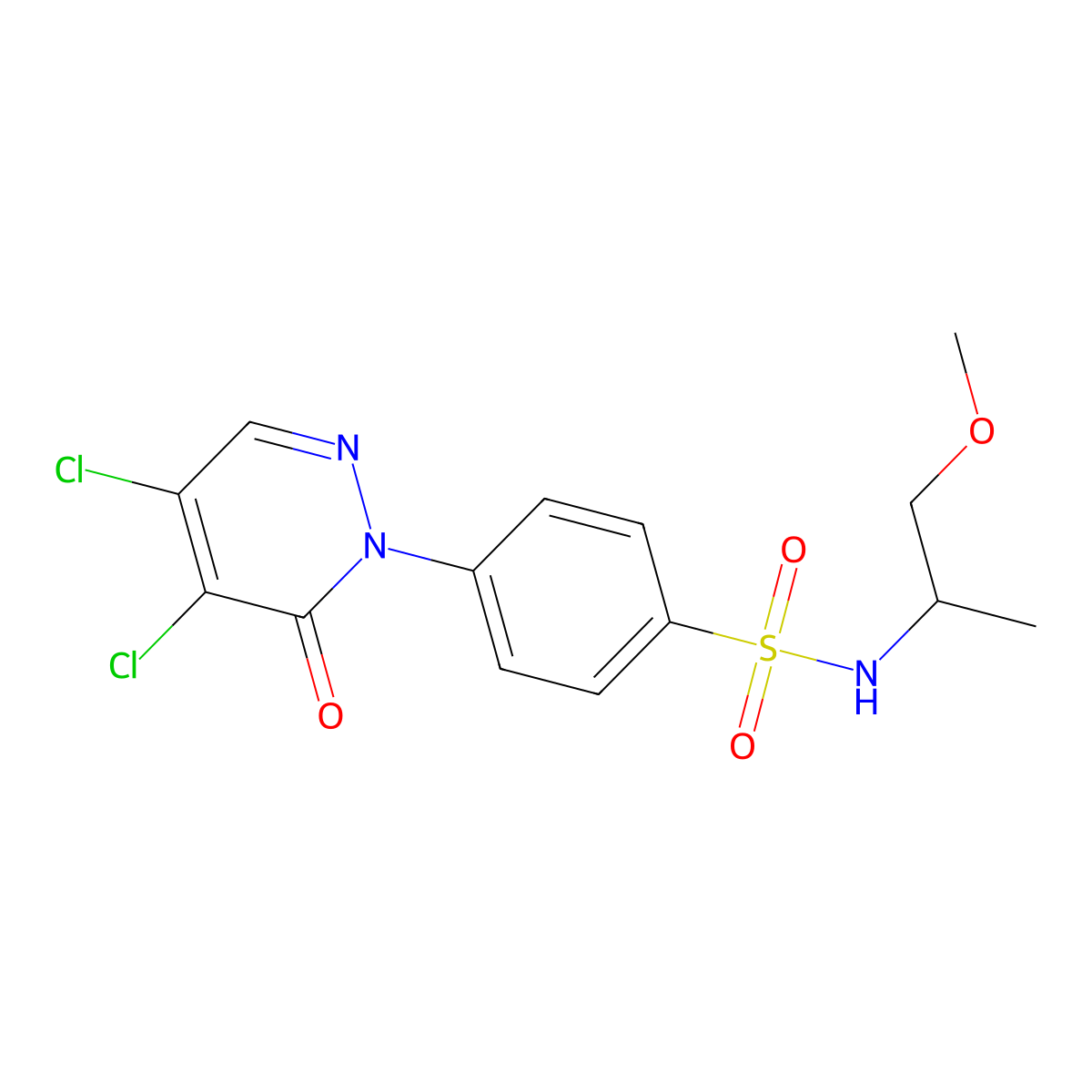 4-(4,5-dichloro-6-oxo-1,6-dihydropyridazin-1-yl)-N-(1-methoxypropan-2-yl)benzene-1-sulfonamide molecular structure, CAS 1090393-42-2