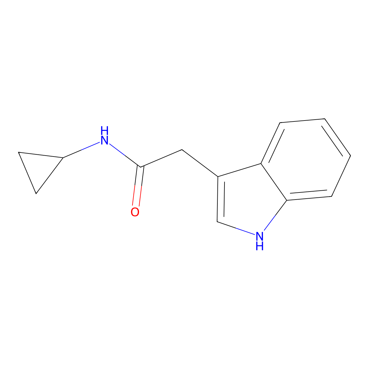N-cyclopropyl-2-(1H-indol-3-yl)acetamide molecular structure, CAS 1090398-82-5
