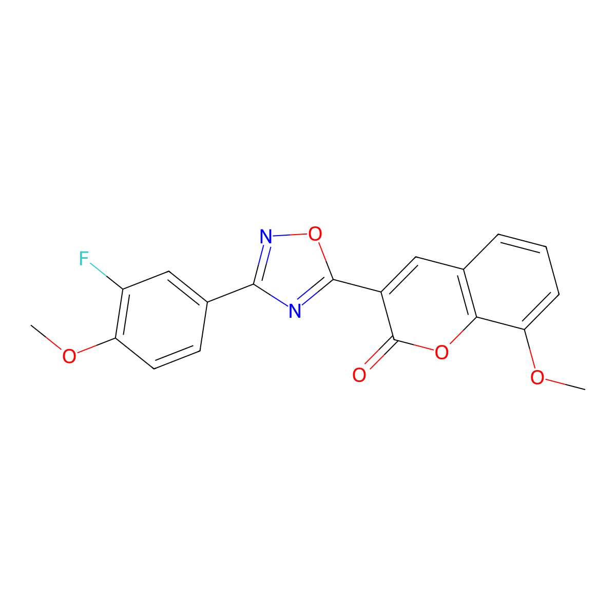 3-[3-(3-fluoro-4-methoxyphenyl)-1,2,4-oxadiazol-5-yl]-8-methoxy-2H-chromen-2-one molecular structure, CAS 1090407-05-8