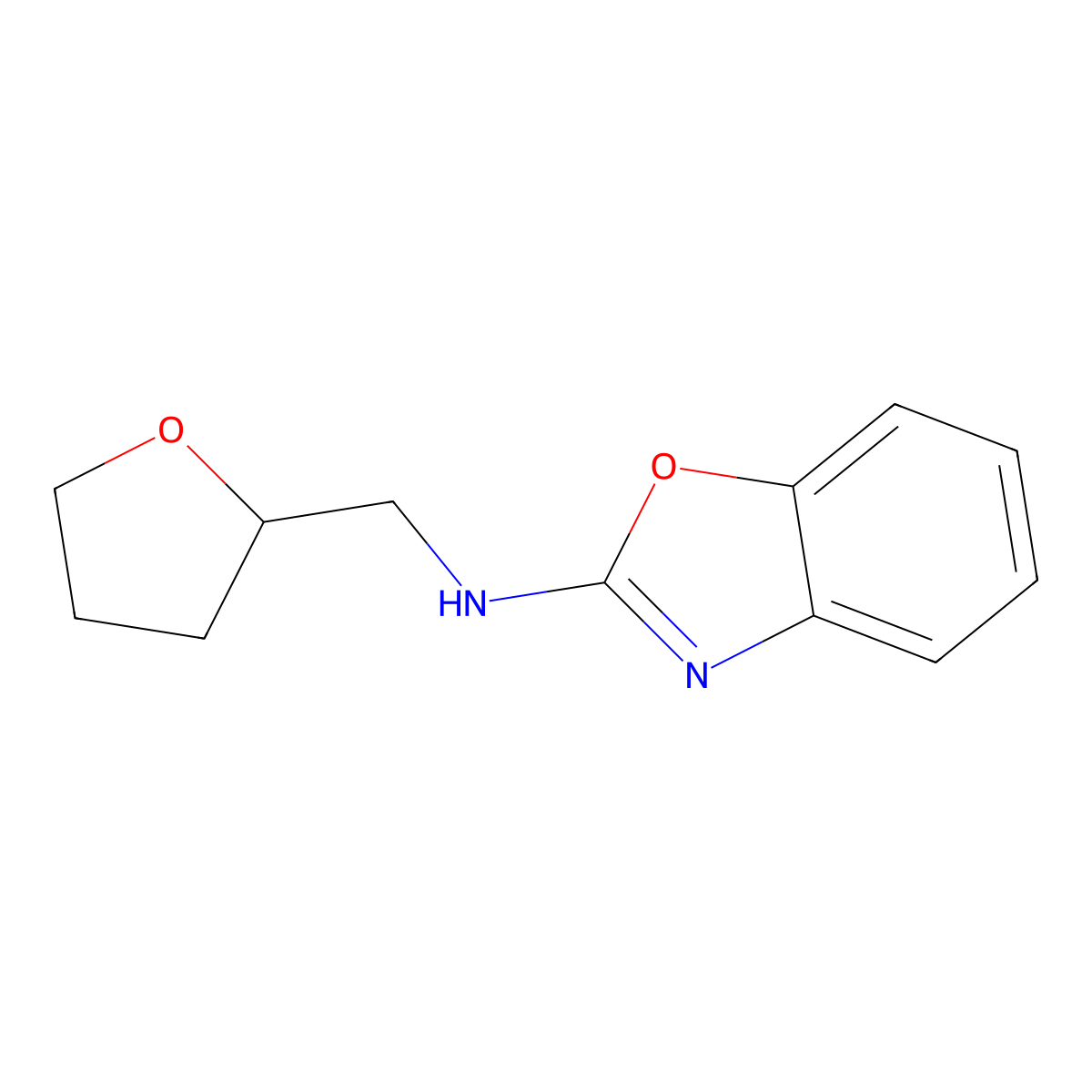 N-[(oxolan-2-yl)methyl]-1,3-benzoxazol-2-amine molecular structure, CAS 1090431-44-9