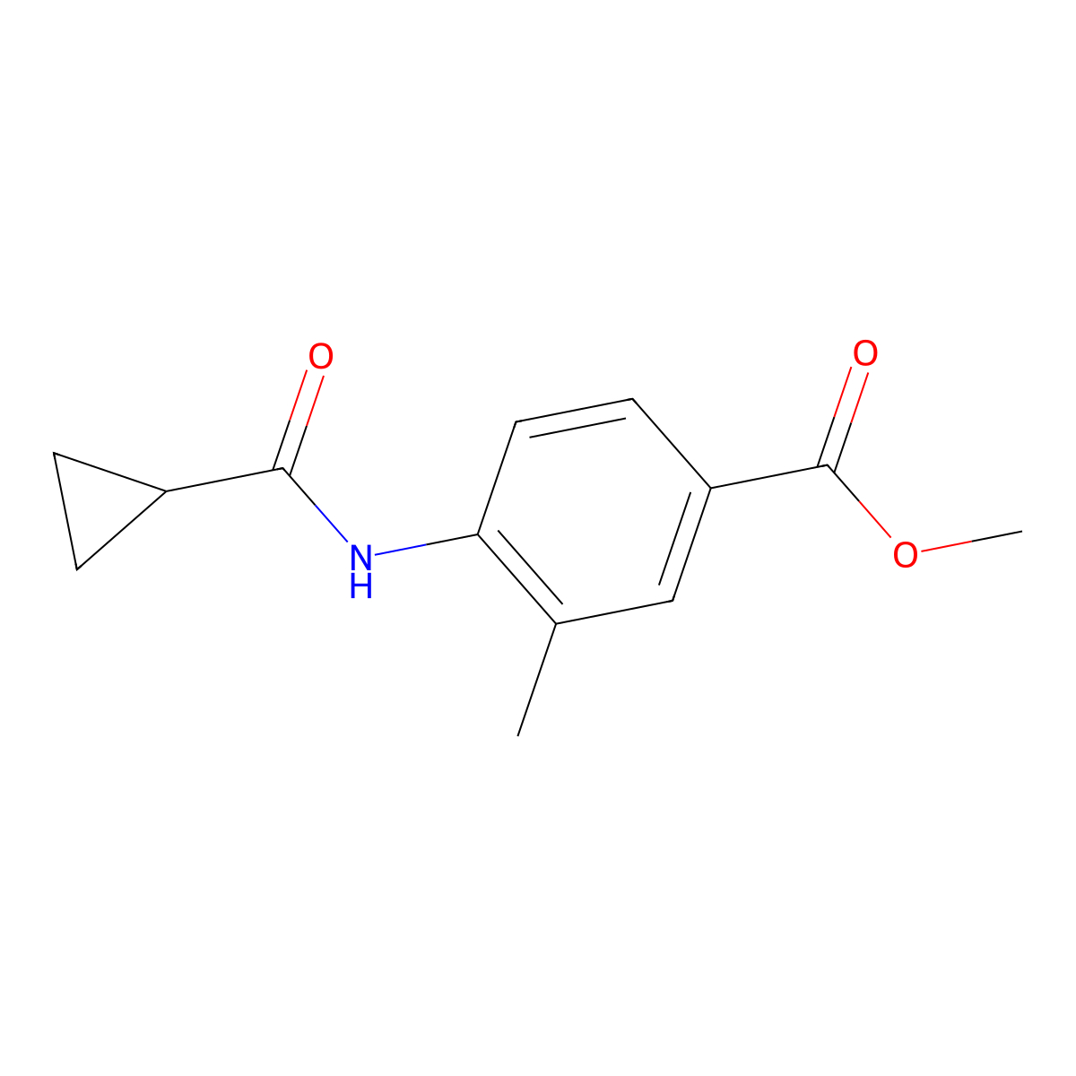 Methyl 4-(cyclopropanecarboxamido)-3-methylbenzoate molecular structure, CAS 1090436-89-7