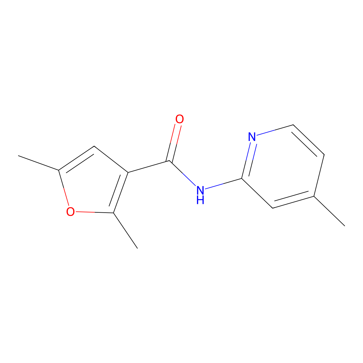 2,5-dimethyl-N-(4-methylpyridin-2-yl)furan-3-carboxamide molecular structure, CAS 1090466-79-7