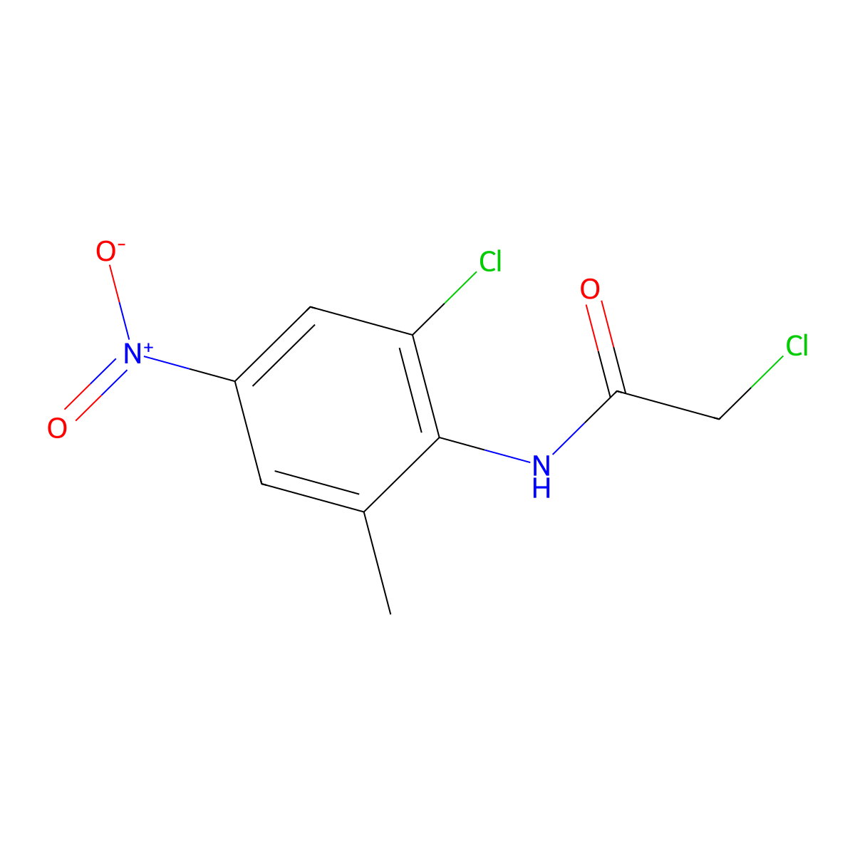 2-chloro-N-(2-chloro-6-methyl-4-nitrophenyl)acetamide molecular structure, CAS 109047-42-9