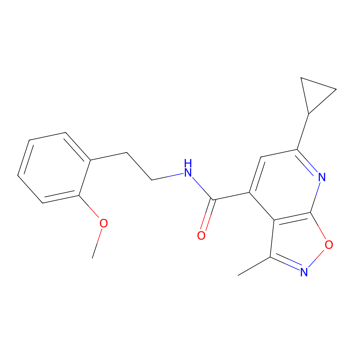 6-cyclopropyl-N-[2-(2-methoxyphenyl)ethyl]-3-methylisoxazolo[5,4-b]pyridine-4-carboxamide molecular structure, CAS 1090473-99-6