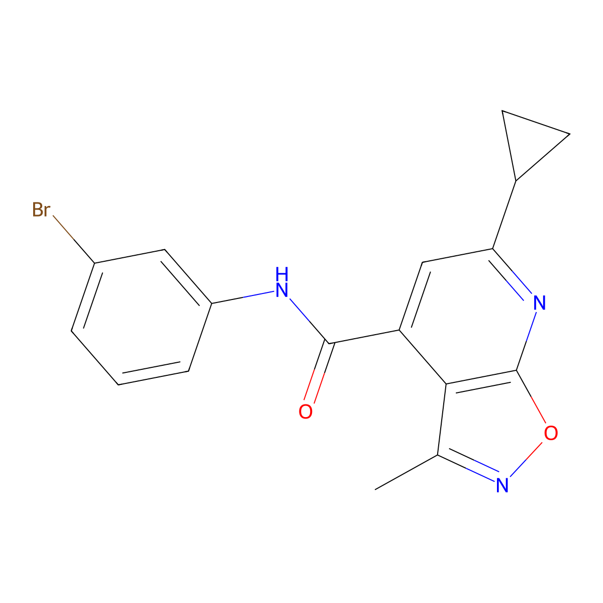 N-(3-bromophenyl)-6-cyclopropyl-3-methyl[1,2]oxazolo[5,4-b]pyridine-4-carboxamide molecular structure, CAS 1090475-78-7