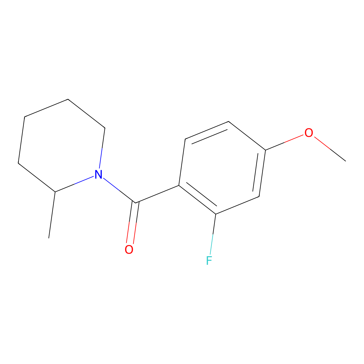 (2-Fluoro-4-methoxyphenyl)(2-methyl-1-piperidinyl)methanone molecular structure, CAS 1090502-77-4
