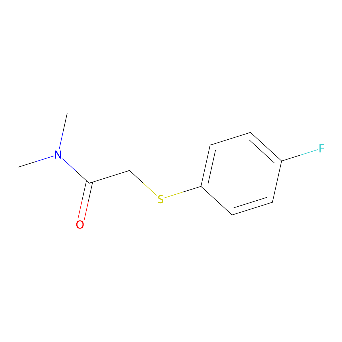 2-[(4-Fluorophenyl)sulfanyl]-N,N-dimethylacetamide molecular structure, CAS 1090539-10-8