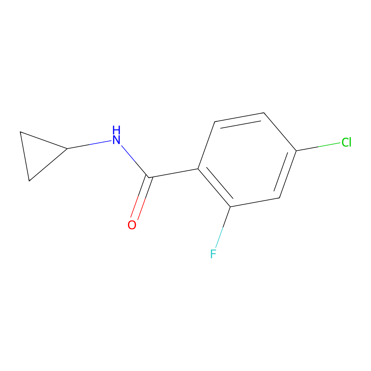 4-chloro-N-cyclopropyl-2-fluorobenzamide molecular structure, CAS 1090552-62-7
