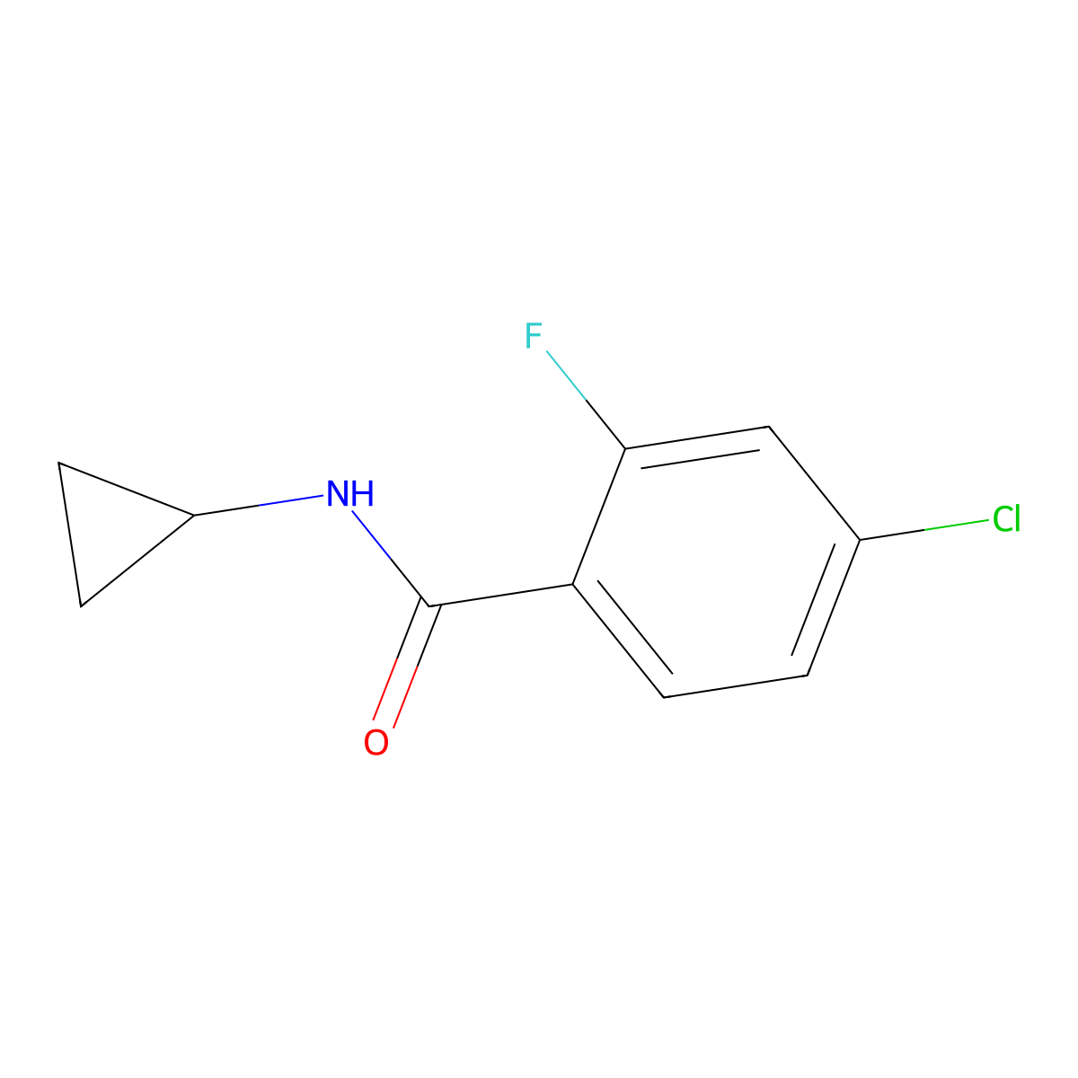 4-chloro-N-cyclopropyl-2-fluorobenzamide molecular structure, CAS 1090552-62-7