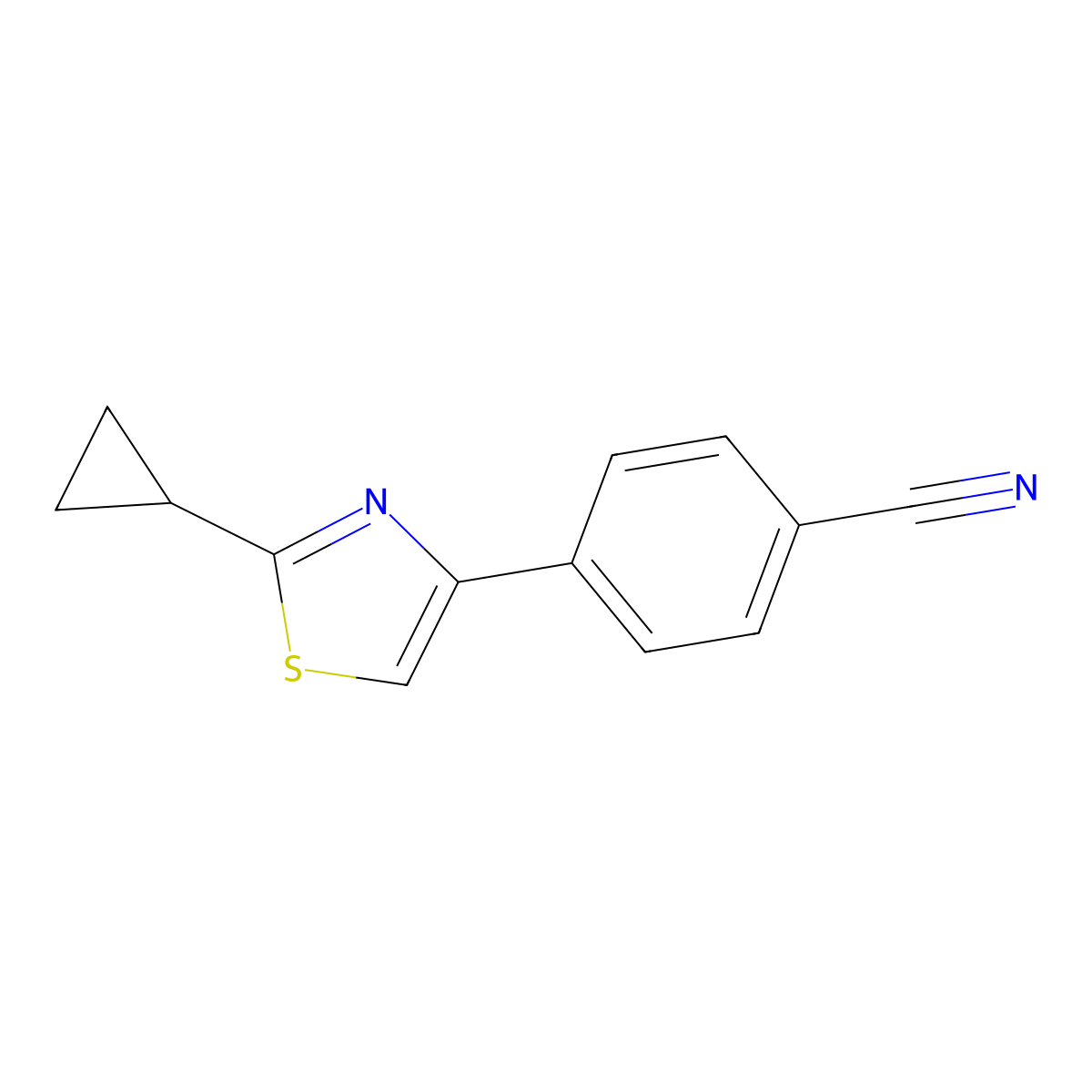 4-(2-Cyclopropylthiazol-4-yl)benzonitrile molecular structure, CAS 1090552-63-8