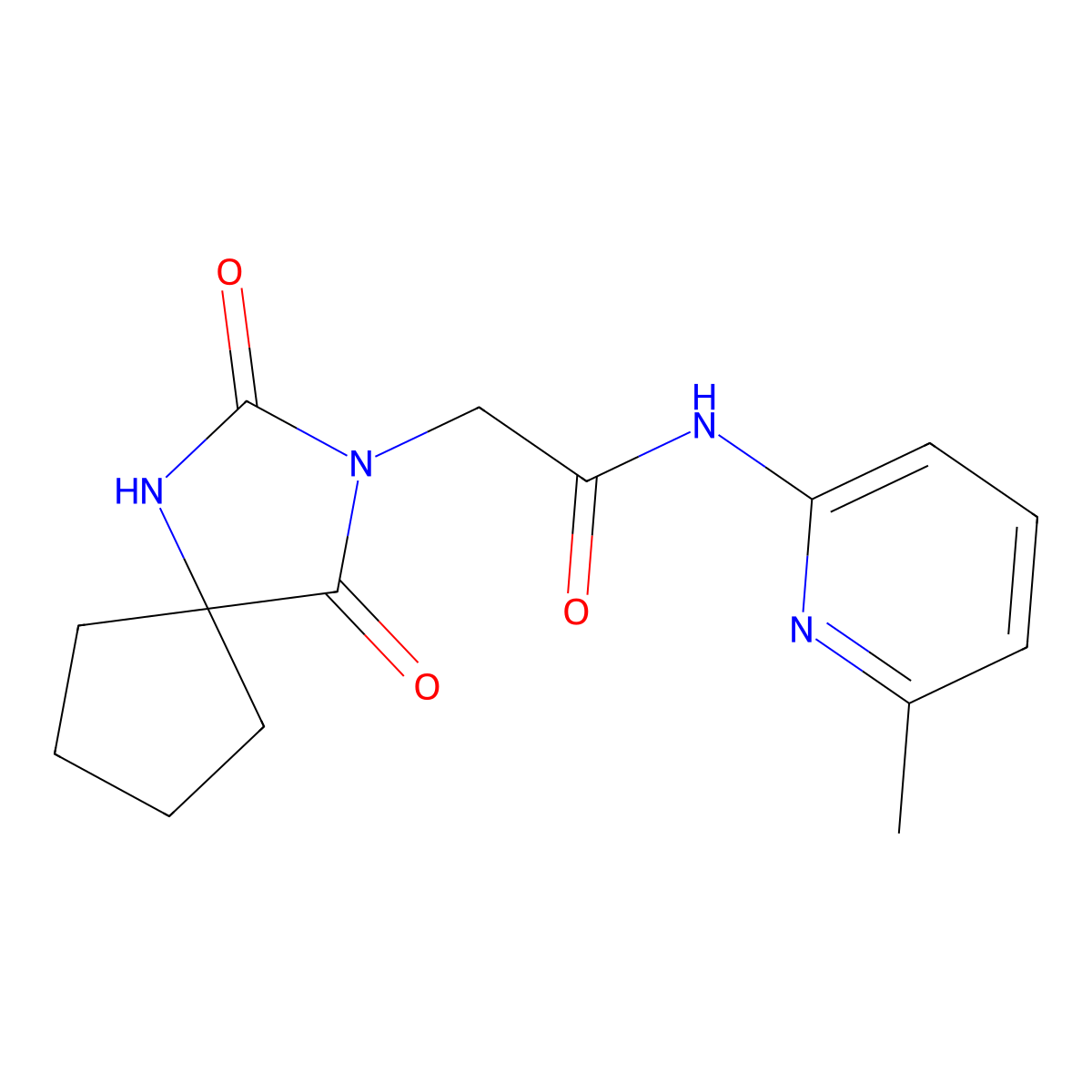2-(2,4-dioxo-1,3-diazaspiro[4.4]non-3-yl)-N-(6-methylpyridin-2-yl)acetamide molecular structure, CAS 1090554-03-2