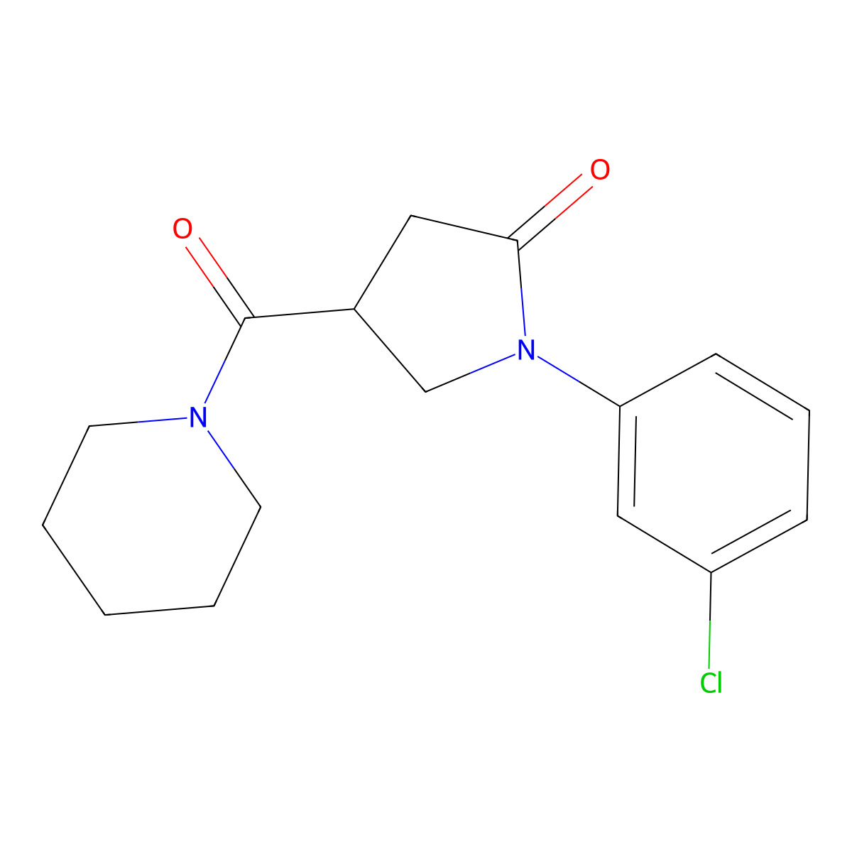 1-(3-Chlorophenyl)-4-(piperidin-1-ylcarbonyl)pyrrolidin-2-one molecular structure, CAS 1090555-93-3