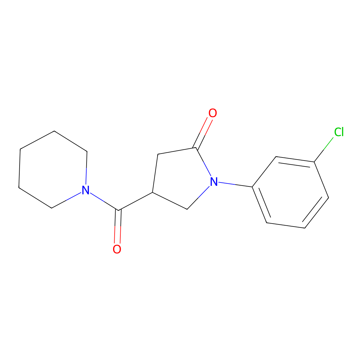 1-(3-Chlorophenyl)-4-(piperidin-1-ylcarbonyl)pyrrolidin-2-one molecular structure, CAS 1090555-93-3
