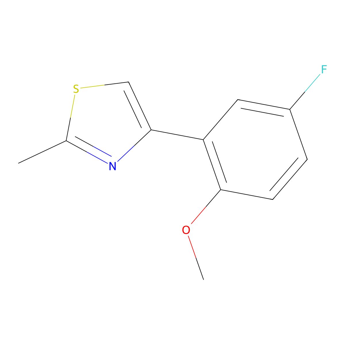 4-(5-Fluoro-2-methoxyphenyl)-2-methylthiazole molecular structure, CAS 1090571-67-7