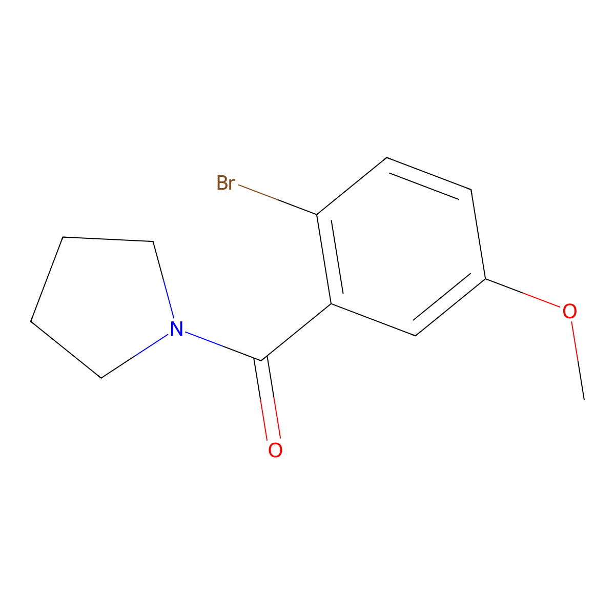 (2-Bromo-5-methoxyphenyl)(pyrrolidin-1-yl)methanone molecular structure, CAS 1090589-06-2