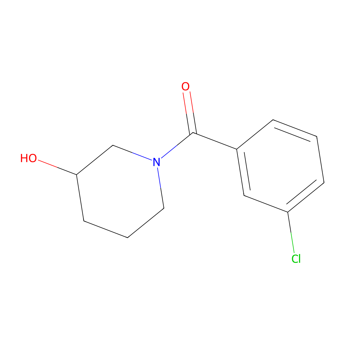 1-(3-Chlorobenzoyl)piperidin-3-ol molecular structure, CAS 1090598-28-9