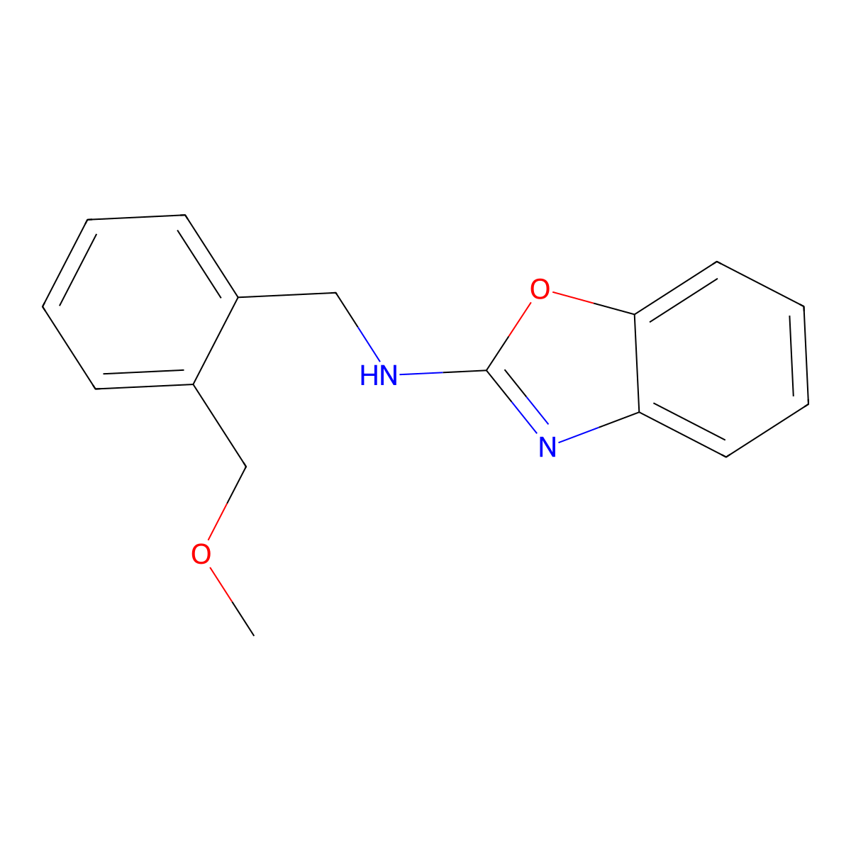 N-{[2-(methoxymethyl)phenyl]methyl}-1,3-benzoxazol-2-amine molecular structure, CAS 1090598-92-7