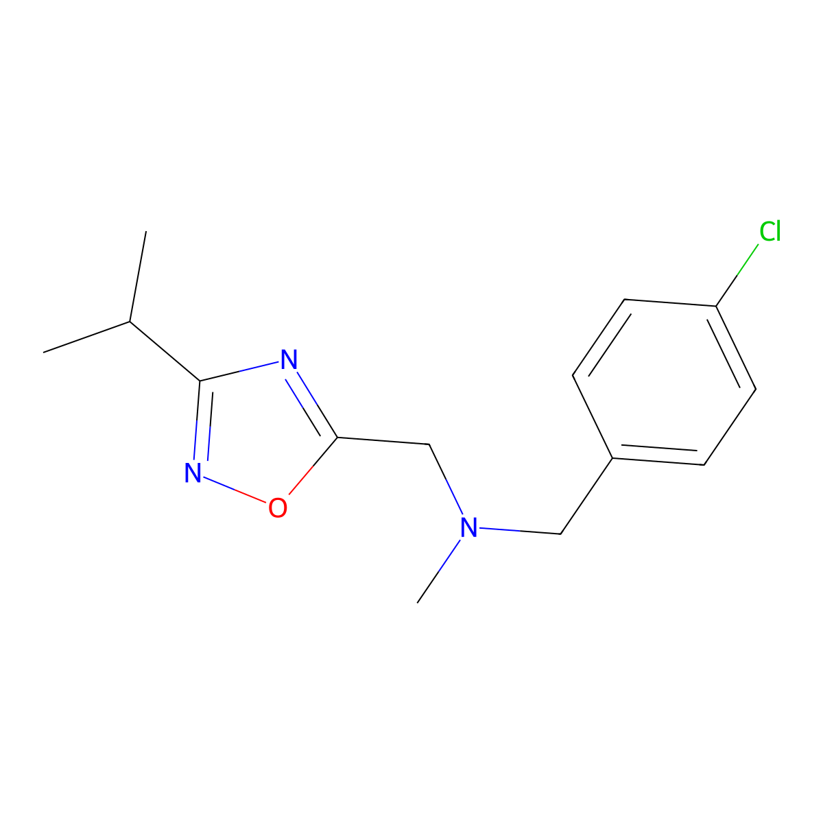 [(4-Chlorophenyl)methyl](methyl){[3-(propan-2-yl)-1,2,4-oxadiazol-5-yl]methyl}amine molecular structure, CAS 1090616-17-3