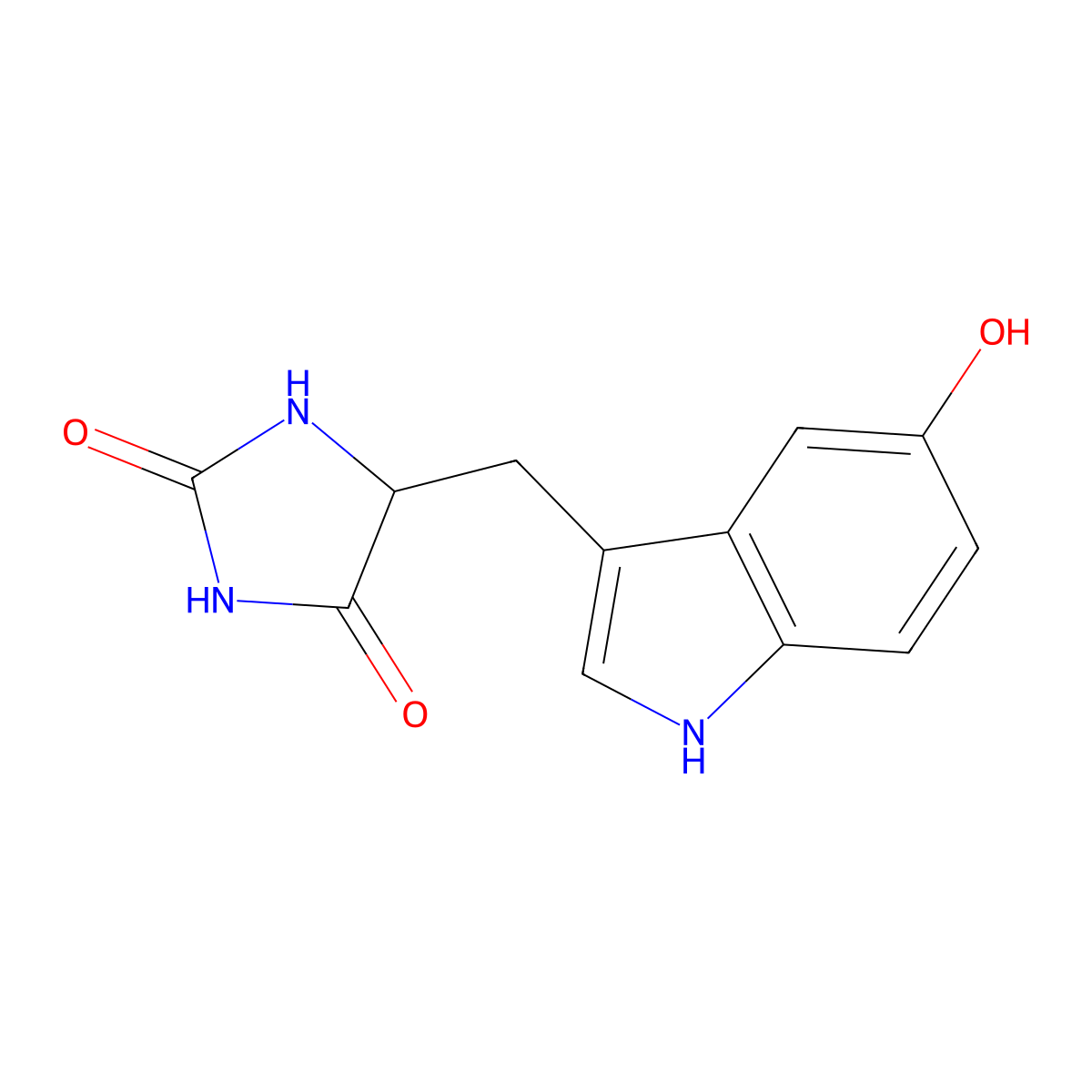 2,4-Imidazolidinedione, 5-[(5-hydroxy-1H-indol-3-yl)methyl]-, (S)- molecular structure, CAS 109063-48-1