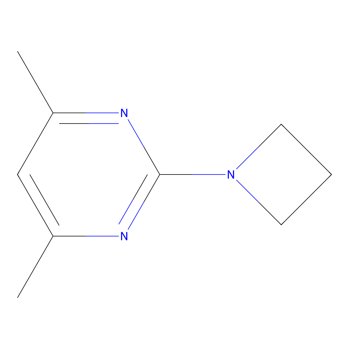 2-(Azetidin-1-yl)-4,6-dimethylpyrimidine molecular structure, CAS 1090633-24-1