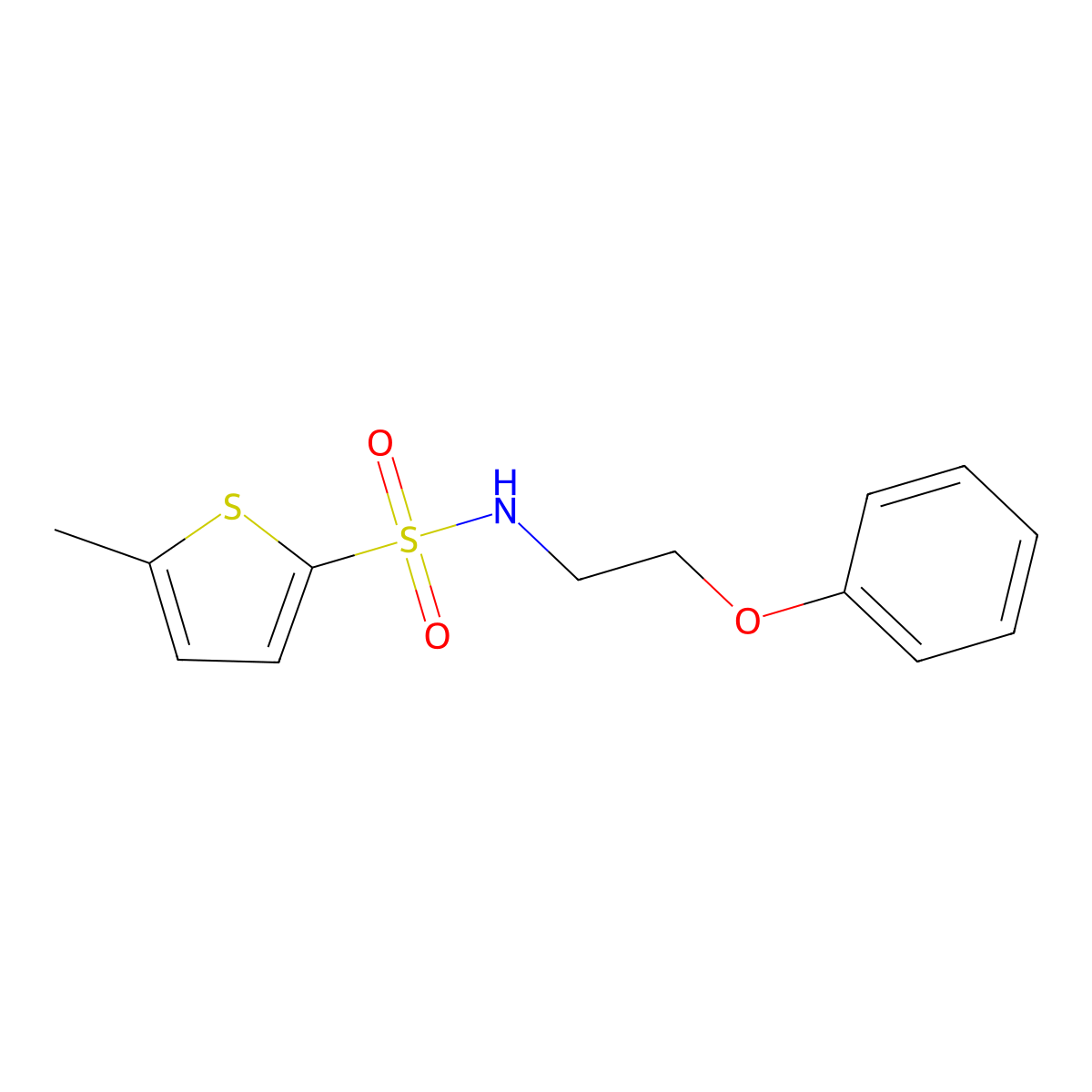 5-methyl-N-(2-phenoxyethyl)thiophene-2-sulfonamide molecular structure, CAS 1090663-82-3