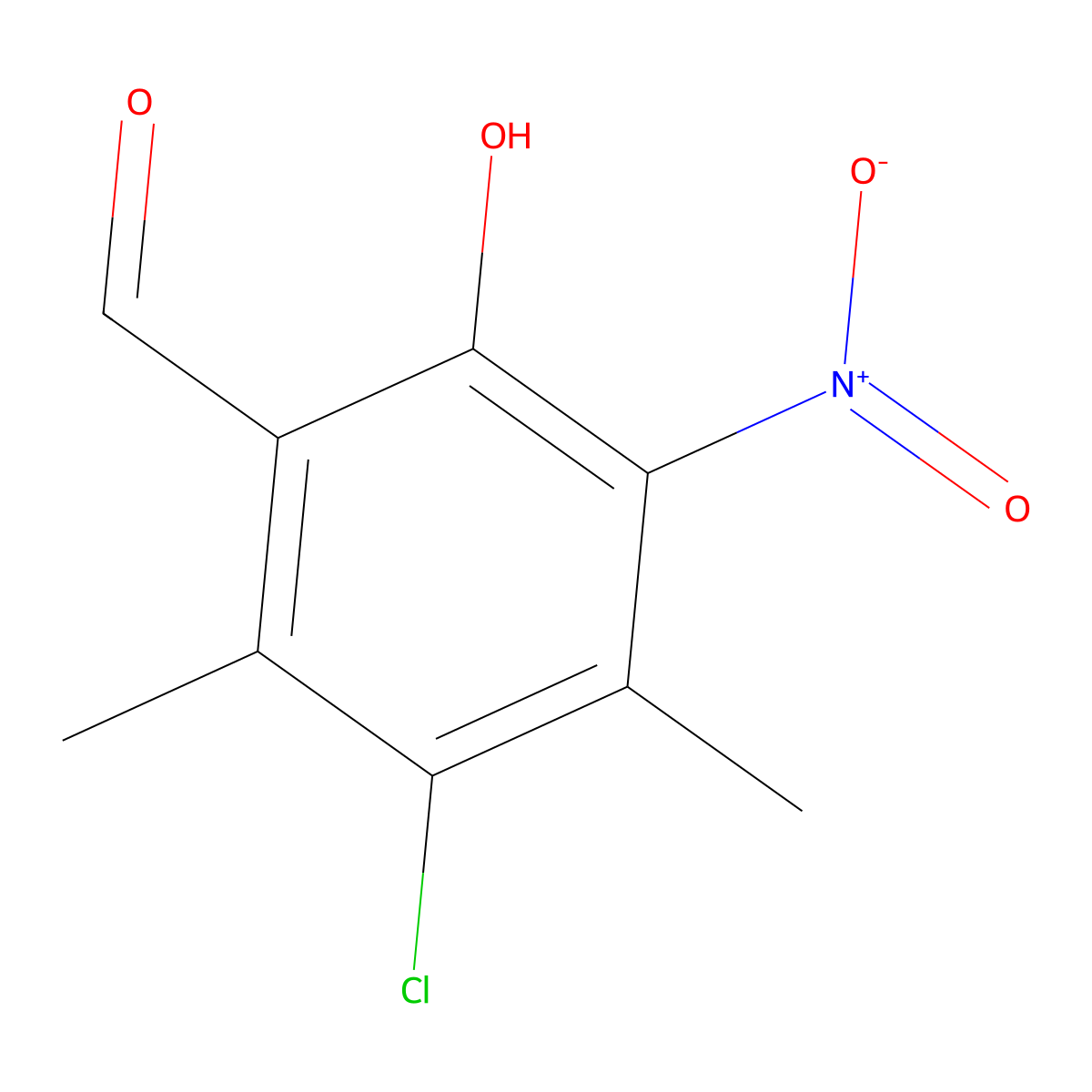 3-Chloro-6-hydroxy-2,4-dimethyl-5-nitrobenzaldehyde molecular structure, CAS 109069-74-1