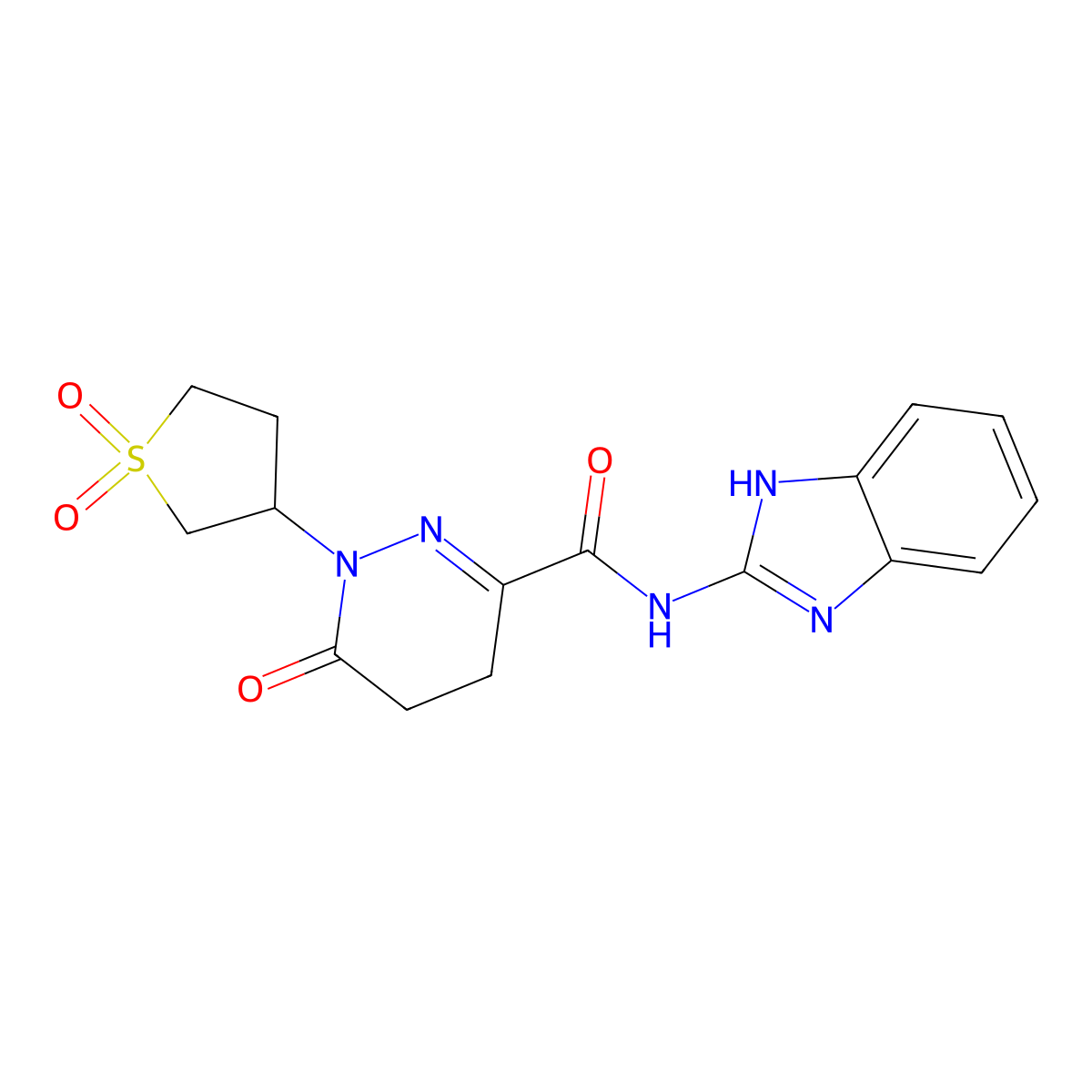 N-(1H-1,3-benzodiazol-2-yl)-1-(1,1-dioxo-1lambda6-thiolan-3-yl)-6-oxo-1,4,5,6-tetrahydropyridazine-3-carboxamide molecular structure, CAS 1090703-76-6