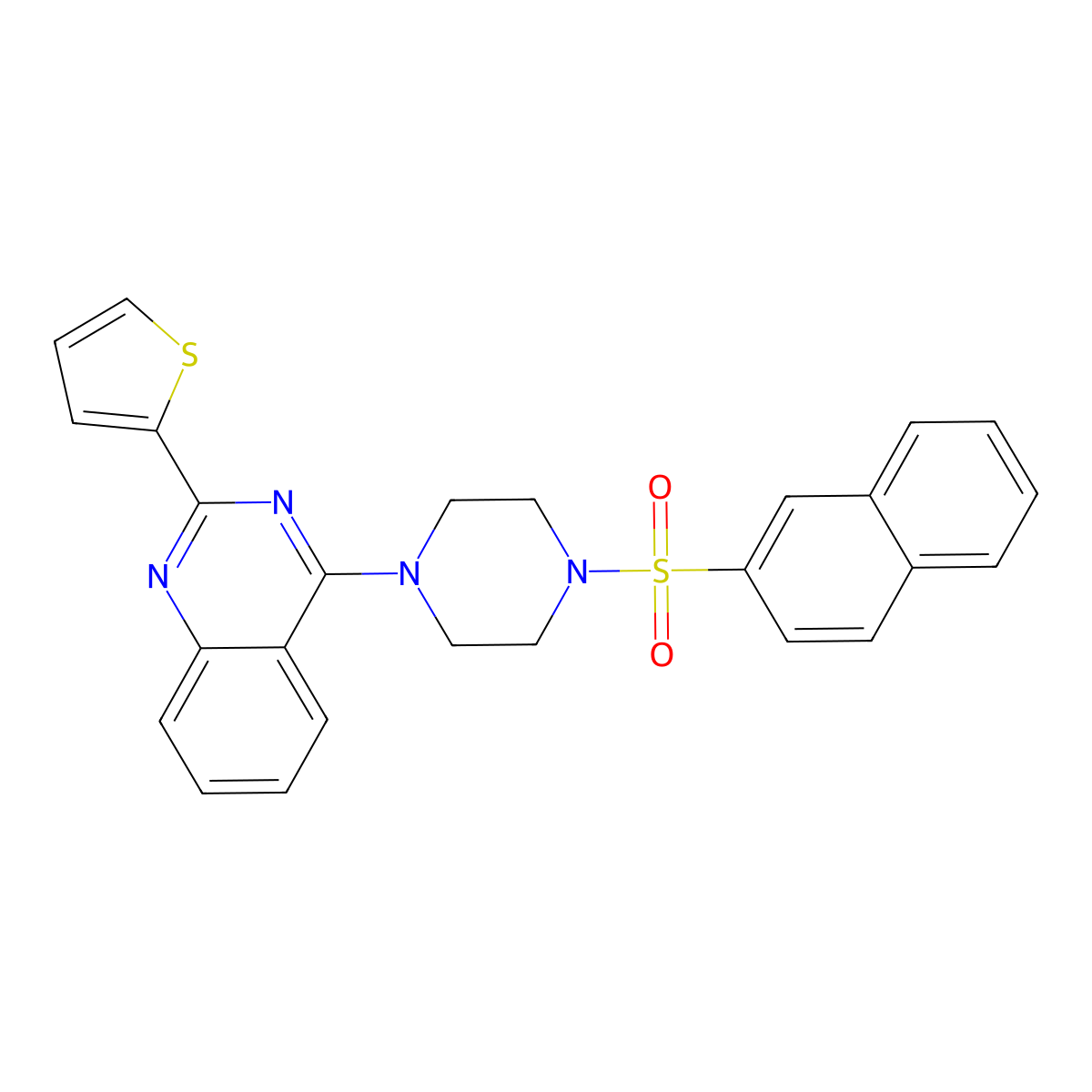 4-[4-(Naphthalene-2-sulfonyl)piperazin-1-yl]-2-(thiophen-2-yl)quinazoline molecular structure, CAS 1090708-11-4