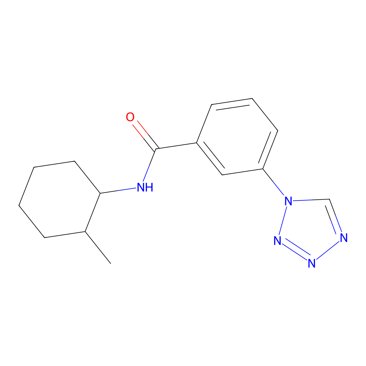 N-(2-methylcyclohexyl)-3-(1H-tetrazol-1-yl)benzamide molecular structure, CAS 1090732-51-6