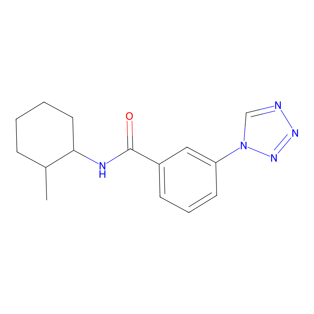 N-(2-methylcyclohexyl)-3-(1H-tetrazol-1-yl)benzamide molecular structure, CAS 1090732-51-6