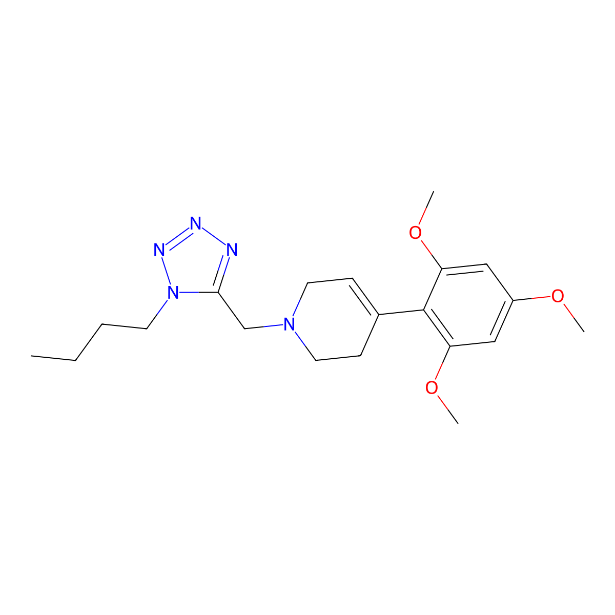 1-[(1-butyl-1H-1,2,3,4-tetrazol-5-yl)methyl]-4-(2,4,6-trimethoxyphenyl)-1,2,3,6-tetrahydropyridine molecular structure, CAS 1090793-09-1
