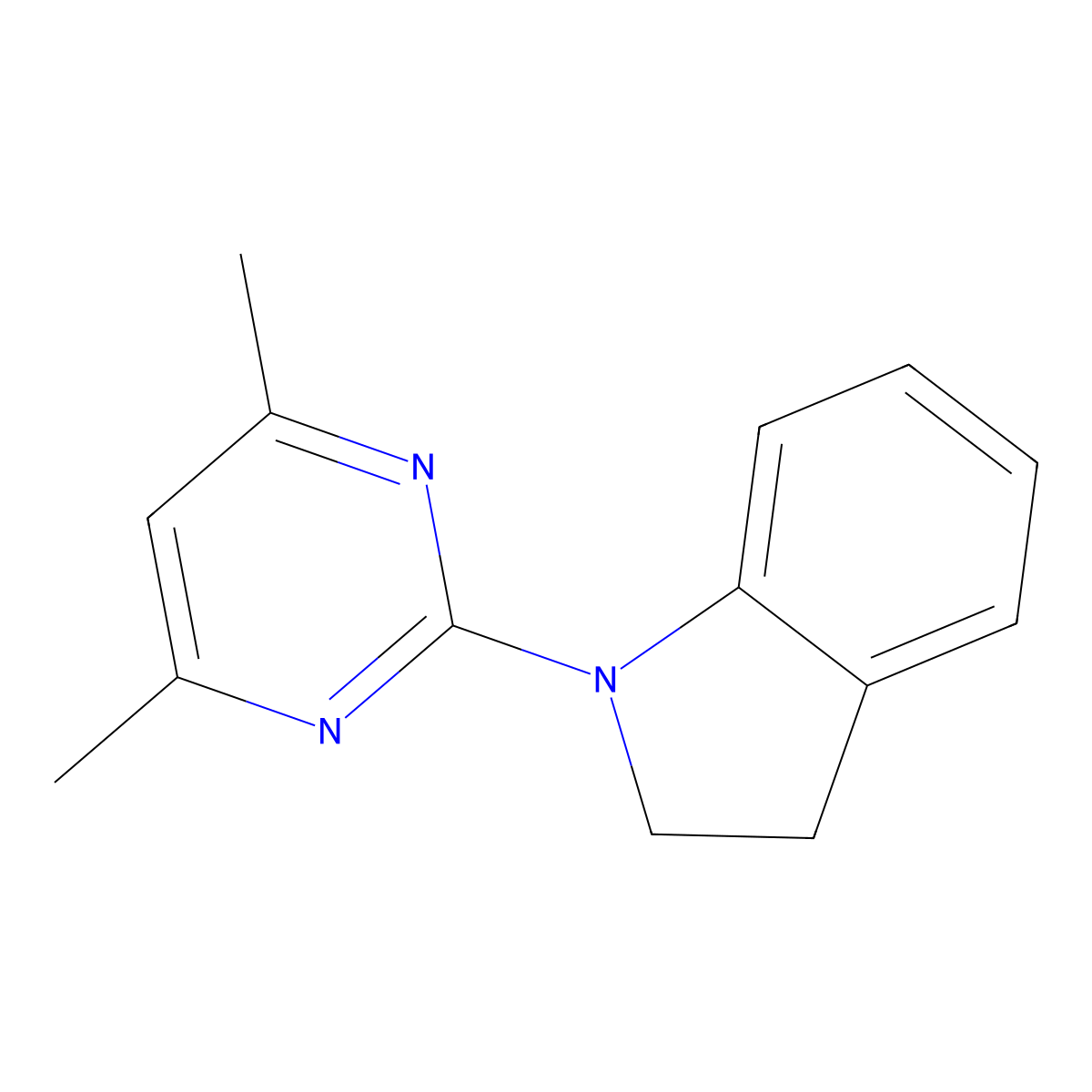 1-(4,6-dimethylpyrimidin-2-yl)-2,3-dihydro-1H-indole molecular structure, CAS 1090805-31-4