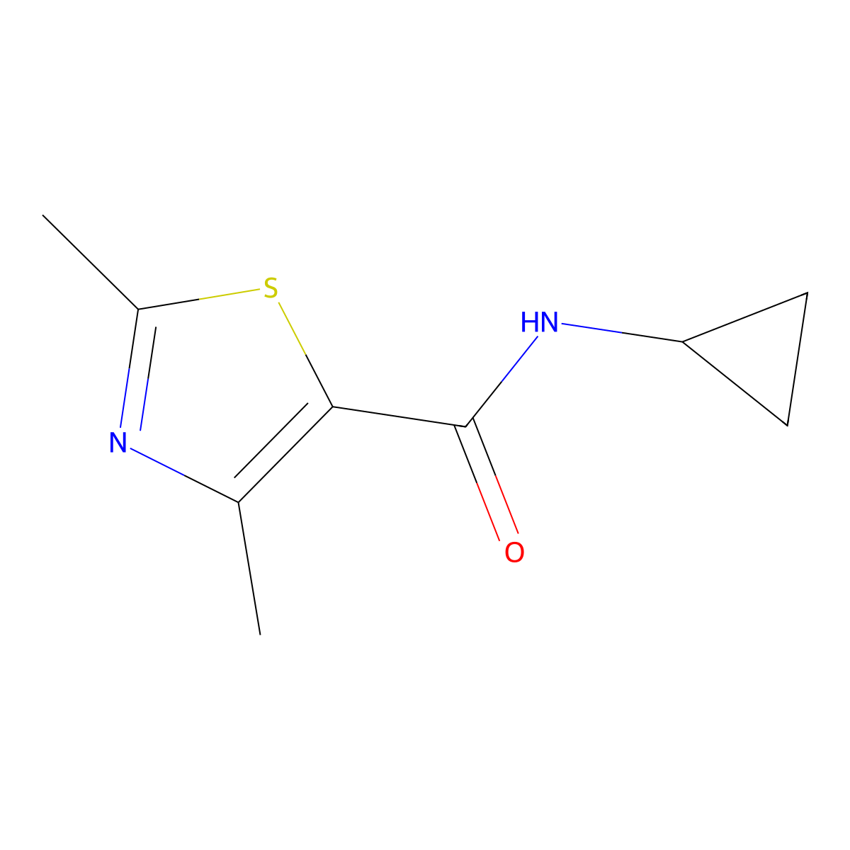 N-cyclopropyl-2,4-dimethyl-1,3-thiazole-5-carboxamide molecular structure, CAS 1090827-94-3
