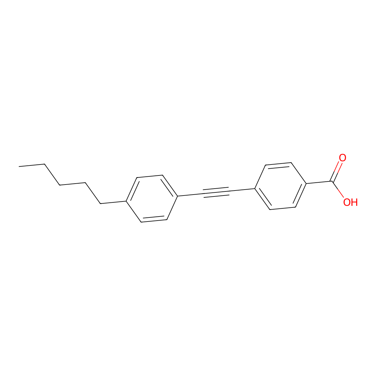 4-((4-Pentylphenyl)ethynyl)benzoic acid molecular structure, CAS 109083-03-6