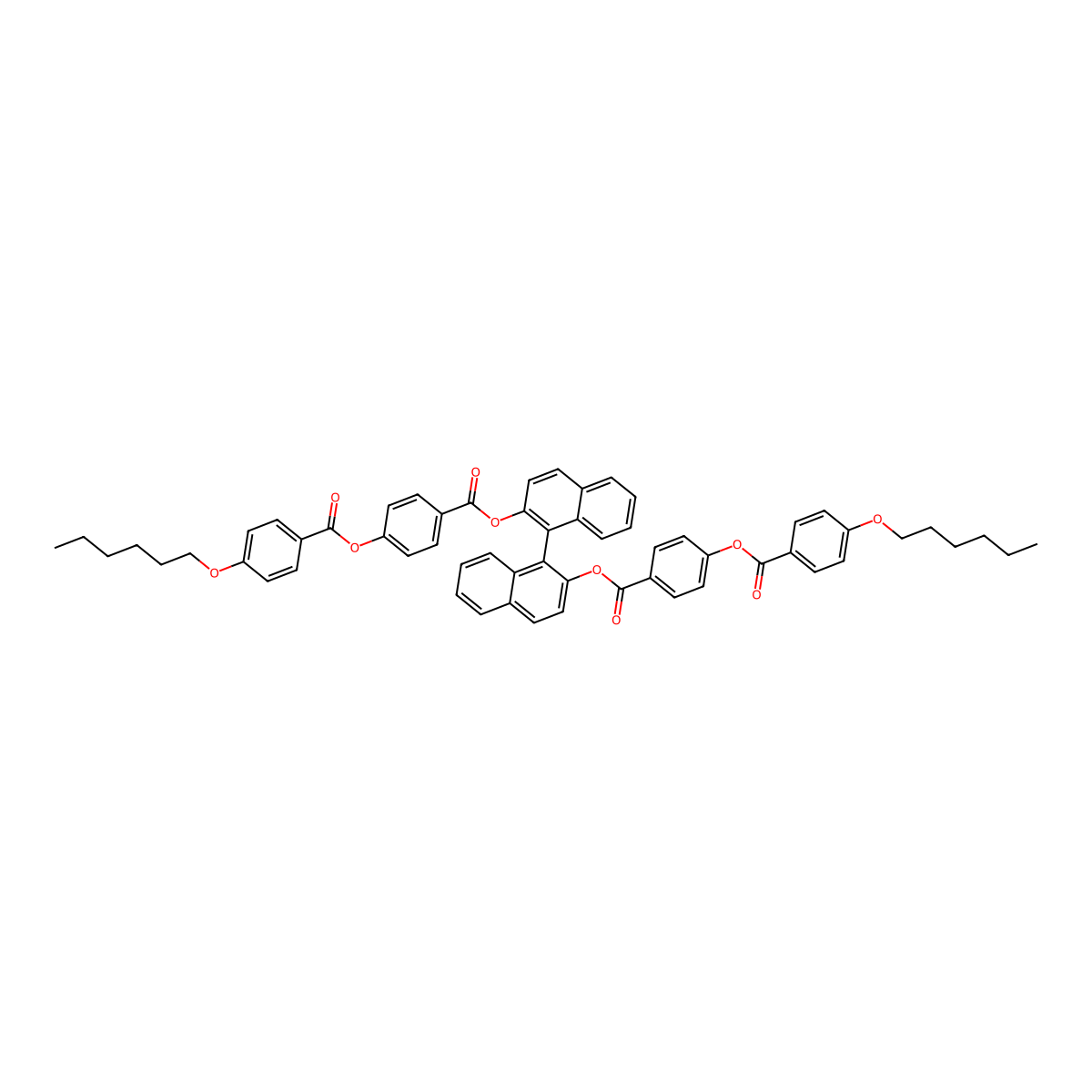 (R)-[1,1'-Binaphthalene]-2,2'-diyl bis(4-((4-(hexyloxy)benzoyl)oxy)benzoate) molecular structure, CAS 109083-05-8