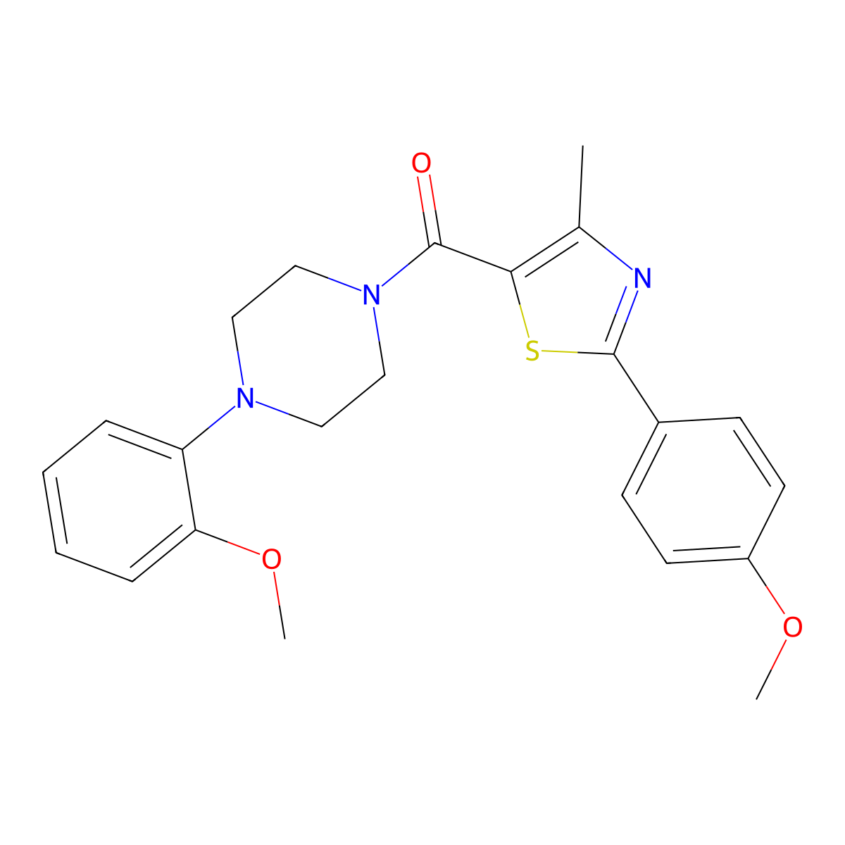 1-(2-Methoxyphenyl)-4-[2-(4-methoxyphenyl)-4-methyl-1,3-thiazole-5-carbonyl]piperazine molecular structure, CAS 1090837-95-8