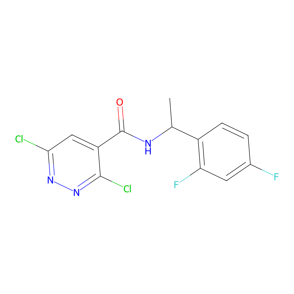 3,6-dichloro-N-[1-(2,4-difluorophenyl)ethyl]pyridazine-4-carboxamide molecular structure, CAS 1090851-96-9