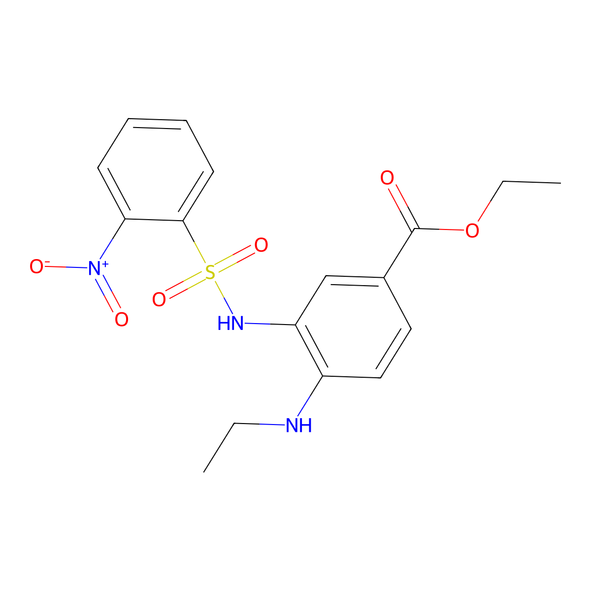 Ethyl 4-(ethylamino)-3-(2-nitrobenzenesulfonamido)benzoate molecular structure, CAS 1090854-19-5