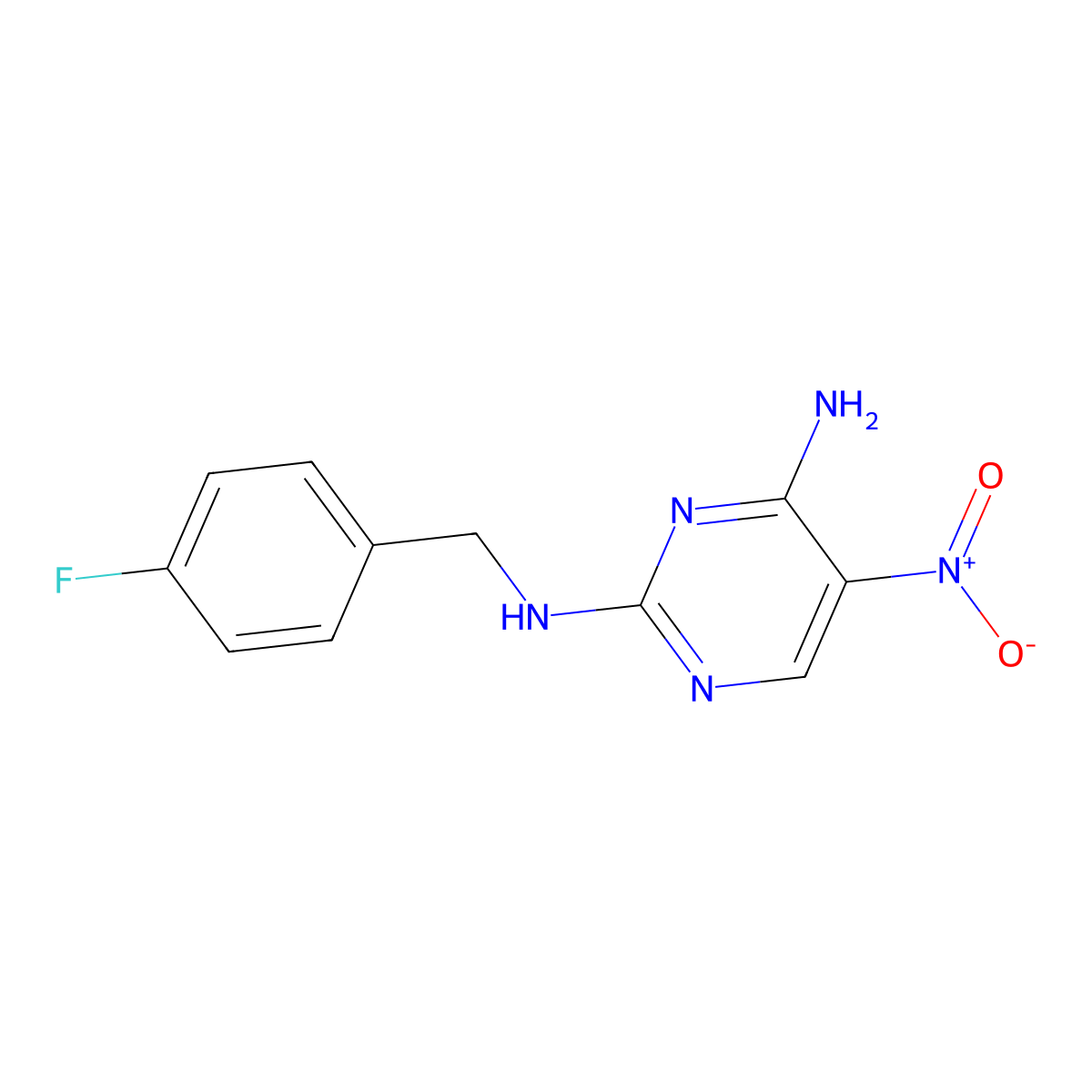 N2-(4-fluorobenzyl)-5-nitropyrimidine-2,4-diamine molecular structure, CAS 1090885-32-7