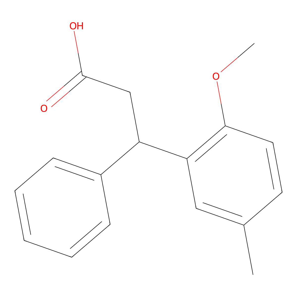 3-(2-Methoxy-5-methylphenyl)-3-phenylpropanoic acid molecular structure, CAS 109089-77-2