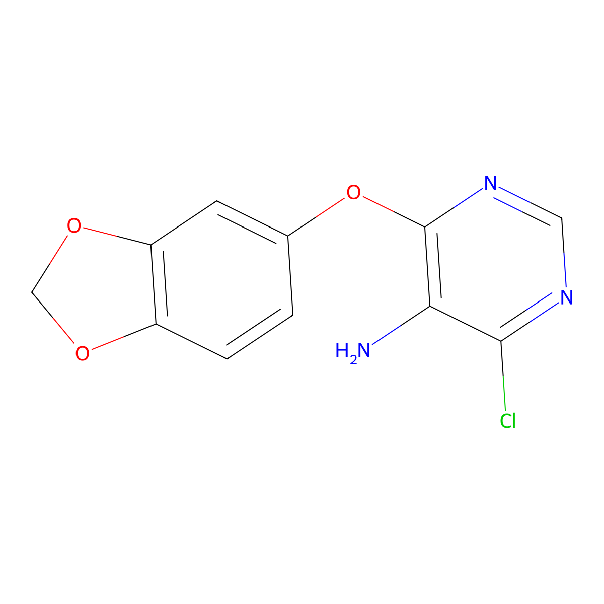 4-(Benzo[d][1,3]dioxol-5-yloxy)-6-chloropyrimidin-5-amine molecular structure, CAS 1090892-67-3