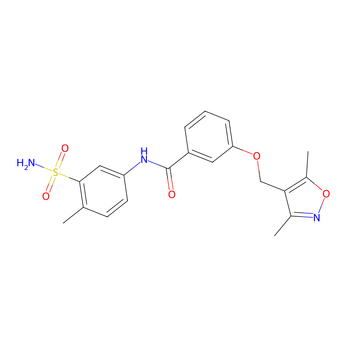 3-[(3,5-dimethyl-1,2-oxazol-4-yl)methoxy]-N-(4-methyl-3-sulfamoylphenyl)benzamide molecular structure, CAS 1090893-12-1