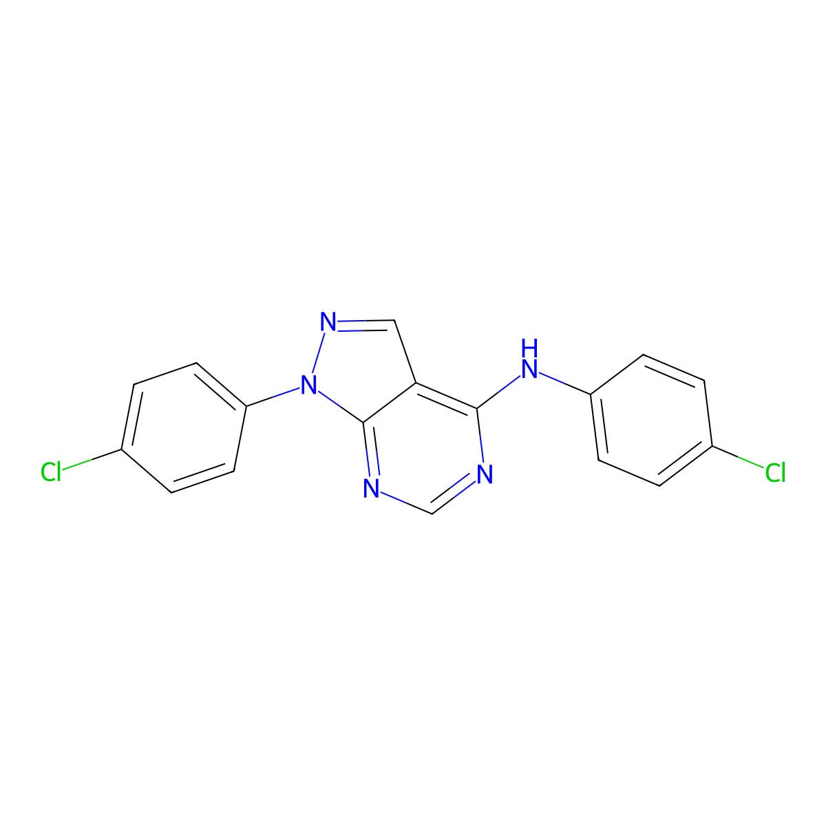 N,1-bis(4-chlorophenyl)-1H-pyrazolo[3,4-d]pyrimidin-4-amine molecular structure, CAS 109090-19-9