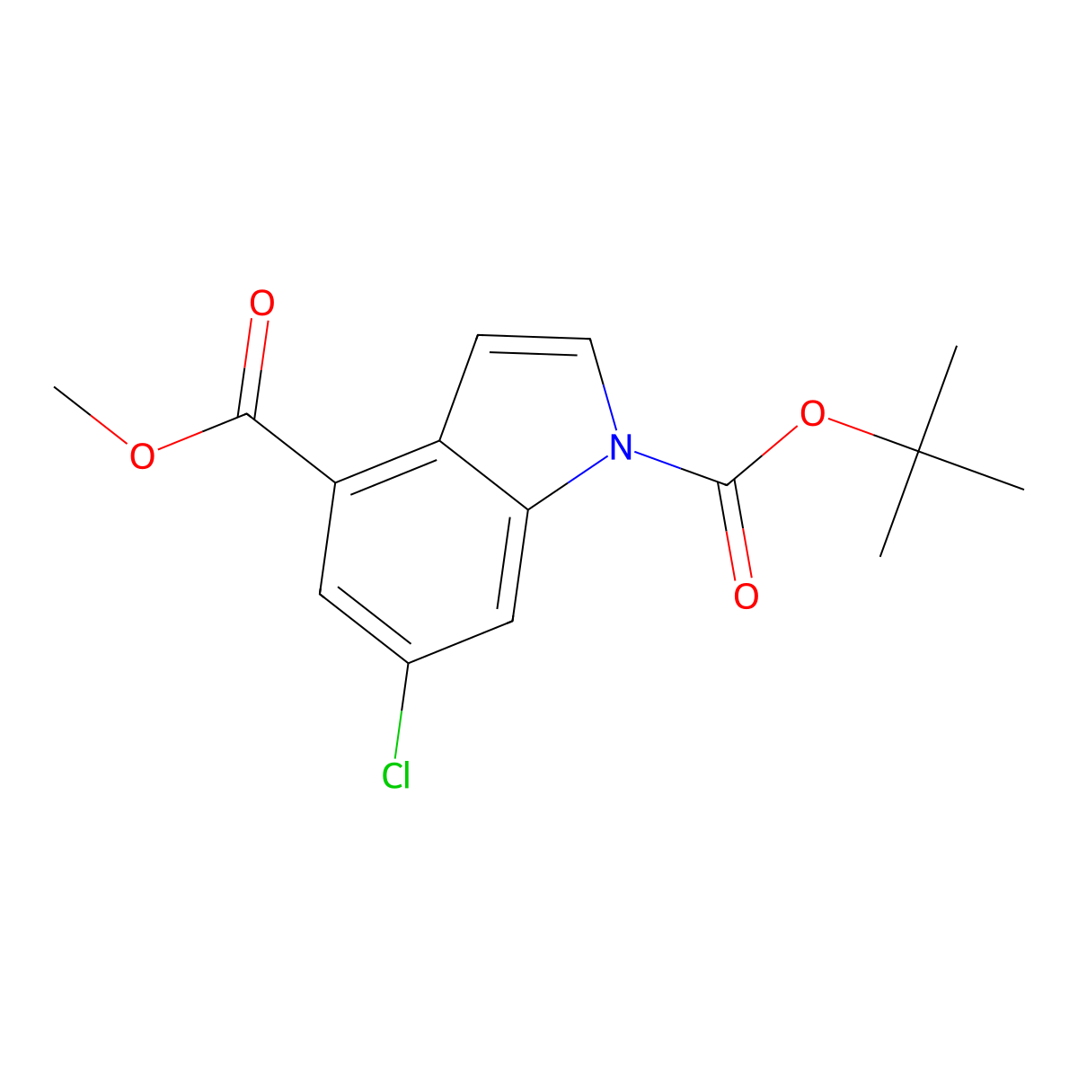 1-tert-Butyl 4-methyl 6-chloro-1H-indole-1,4-dicarboxylate molecular structure, CAS 1090903-80-2