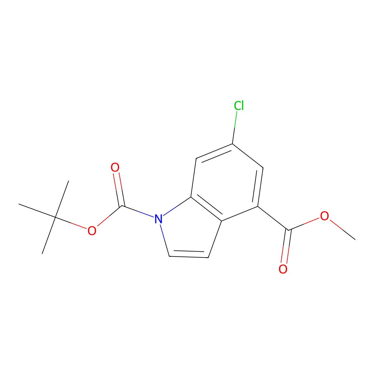 1-tert-Butyl 4-methyl 6-chloro-1H-indole-1,4-dicarboxylate molecular structure, CAS 1090903-80-2