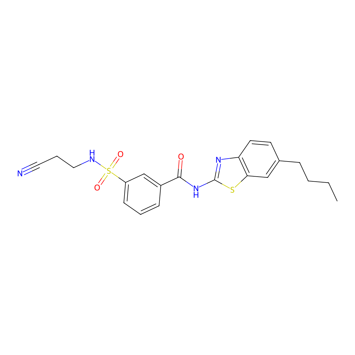 N-(6-butyl-1,3-benzothiazol-2-yl)-3-[(2-cyanoethyl)sulfamoyl]benzamide molecular structure, CAS 1090911-74-2