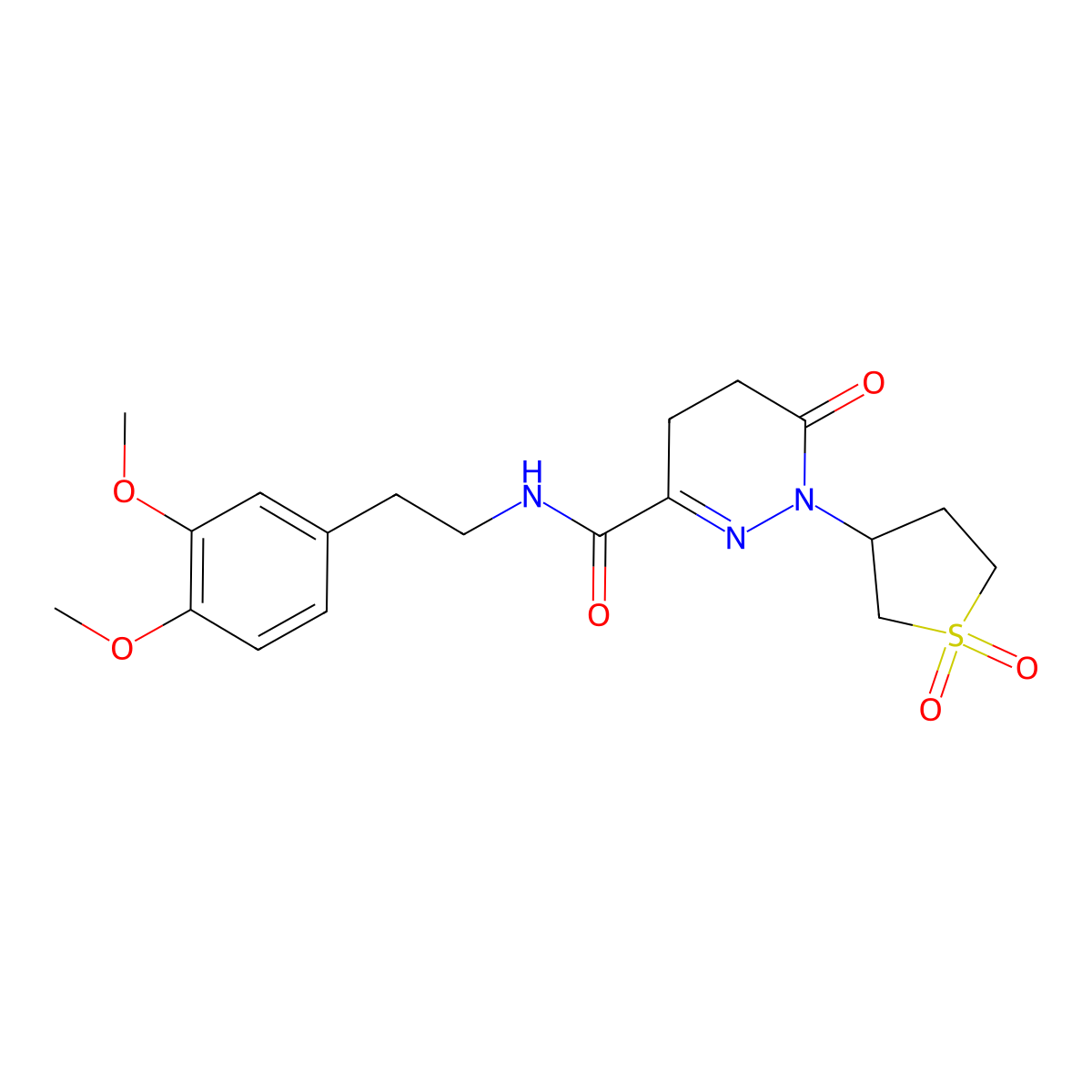 N-[2-(3,4-dimethoxyphenyl)ethyl]-1-(1,1-dioxidotetrahydrothiophen-3-yl)-6-oxo-1,4,5,6-tetrahydropyridazine-3-carboxamide molecular structure, CAS 1090931-20-6